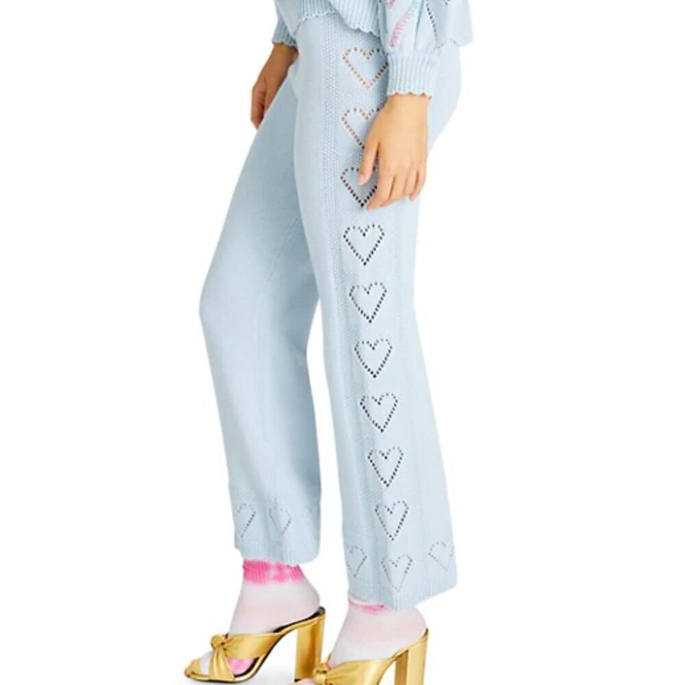 new with tags! loveshackfancy Toro Heart Crochet Joggers lounge pastel heart